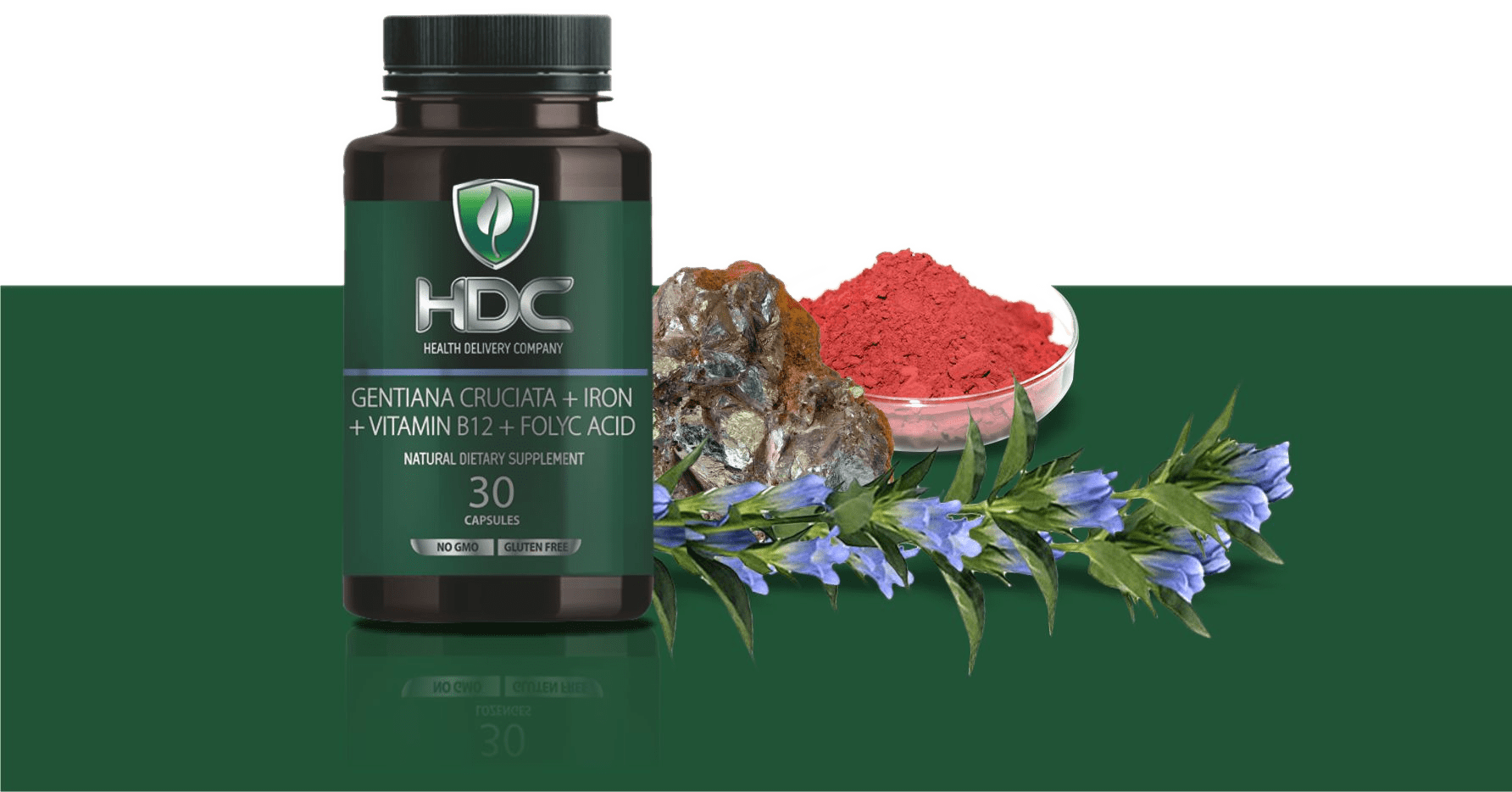 Желязо + Фолиева киселина + Витамин B12 + Синя Тинтява x 30 капсули